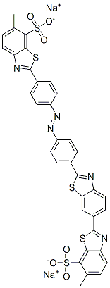 disodium 6-methyl-2'-[4-[[4-(6-methyl-7-sulphonatobenzothiazol-2-yl)phenyl]azo]phenyl][2,6'-bibenzothiazole]-7-sulphonate  Structure