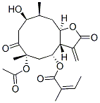 (Z)-2-Methyl-2-butenoic acid (3aS,4R,6S,9R,10S,11aR)-6-acetoxydodecahydro-9-hydroxy-6,10-dimethyl-3-methylene-2,7-dioxocyclodeca[b]furan-4-yl ester 구조식 이미지
