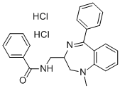 1-Methyl-2-benzoylaminomethyl-5-phenyl-1H-2,3-dihydro-1,4-benzodiazepi ne dihydrochloride Structure
