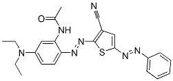N-[2-[3-Cyano-5-(phenylazo)-2-thienylazo]-5-(diethylamino)phenyl]acetamide 구조식 이미지
