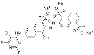 2-[[6-[(5-chloro-2,6-difluoro-4-pyrimidinyl)amino]-1-hydroxy-3-sulpho-2-naphthyl]azo]naphthalene-1,5-disulphonic acid, sodium salt 구조식 이미지