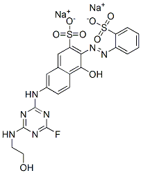 7-[[4-fluoro-6-[(2-hydroxyethyl)amino]-1,3,5-triazin-2-yl]amino]-4-hydroxy-3-[(2-sulphophenyl)azo]naphthalene-2-sulphonic acid, sodium salt 구조식 이미지