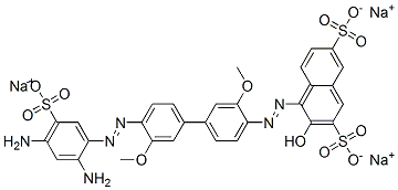 4-[[4'-[(2,4-diamino-5-sulphophenyl)azo]-3,3'-dimethoxy[1,1'-biphenyl]-4-yl]azo]-3-hydroxynaphthalene-2,7-disulphonic acid, sodium salt Structure