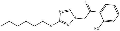 2-[3-(hexylthio)-1H-1,2,4-triazol-1-yl]-1-(2-hydroxyphenyl)ethan-1-one 구조식 이미지