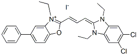 2-[3-(5,6-dichloro-1,3-diethyl-1,3-dihydro-2H-benzimidazol-2-ylidene)prop-1-enyl]-3-ethyl-5-phenylbenzoxazolium iodide 구조식 이미지