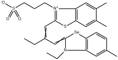 2-[2-[(3-ethyl-5-methylbenzoselenazol-2(3H)-ylidene)methyl]but-1-enyl]-5,6-dimethyl-3-(3-sulphonatopropyl)benzothiazolium 구조식 이미지