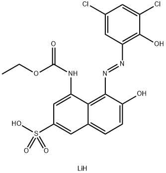 lithium 5-[(3,5-dichloro-2-hydroxyphenyl)azo]-4-[(ethoxycarbonyl)amino]-6-hydroxynaphthalene-2-sulphonate 구조식 이미지