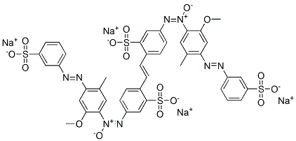 tetrasodium 4,4'-bis[[2-methoxy-5-methyl-4-[(3-sulphonatophenyl)azo]phenyl]-O,N,N-azoxy]stilbene-2,2'-disulphonate 구조식 이미지