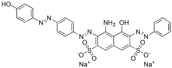 disodium 4-amino-5-hydroxy-3-[[4-[(4-hydroxyphenyl)azo]phenyl]azo]-6-(phenylazo)naphthalene-2,7-disulphonate 구조식 이미지