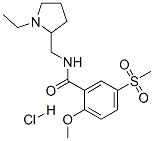 N-[(1-ethyl-2-pyrrolidinyl)methyl]-2-methoxy-5-(methylsulphonyl)benzamide monohydrochloride 구조식 이미지