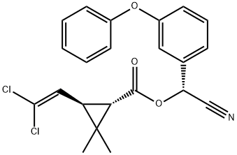 alpha-cyano-3-phenoxybenzyl [1S-[1alpha(S*),3beta]]-3-(2,2-dichlorovinyl)-2,2-dimethylcyclopropanecarboxylate 구조식 이미지