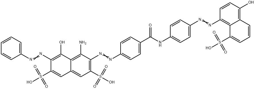 4-amino-5-hydroxy-3-[[4-[[[4-[(4-hydroxy-8-sulpho-1-naphthyl)azo]phenyl]amino]carbonyl]phenyl]azo]-6-(phenylazo)naphthalene-2,7-disulphonic acid 구조식 이미지