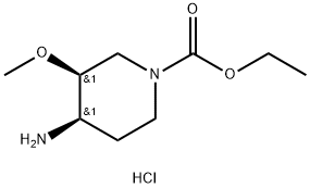 에틸시스-4-아미노-3-메톡시피페리딘-1-카르복실레이트모노염산염 구조식 이미지