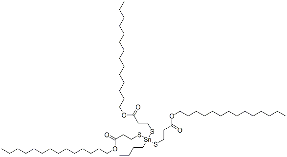 tetradecyl 5-butyl-9-oxo-5-[[3-oxo-3-(tetradecyloxy)propyl]thio]-10-oxa-4,6-dithia-5-stannatetracosanoate 구조식 이미지