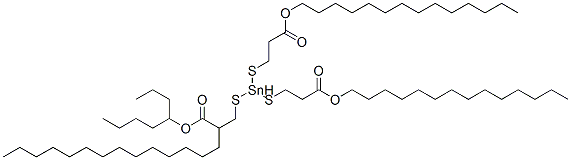 tetradecyl 5-octyl-9-oxo-5-[[3-oxo-3-(tetradecyloxy)propyl]thio]-10-oxa-4,6-dithia-5-stannatetracosanoate Structure