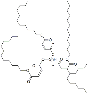 dodecyl (Z,Z,Z)-6-dodecyl-6-[[4-(dodecyloxy)-1,4-dioxobut-2-enyl]oxy]-4,8,11-trioxo-5,7,12-trioxa-6-stannatetracosa-2,9-dienoate 구조식 이미지