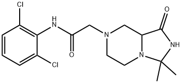 N-(2,6-dichlorophenyl)hexahydro-3,3-dimethyl-1-oxoimidazo[1,5-a]pyrazine-7(1H)-acetamide 구조식 이미지