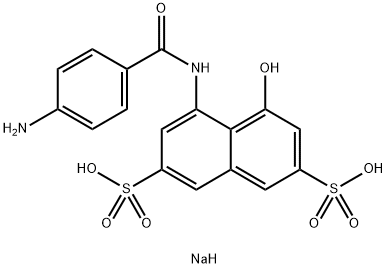 sodium hydrogen 4-[(4-aminobenzoyl)amino]-5-hydroxynaphthalene-2,7-disulphonate 구조식 이미지