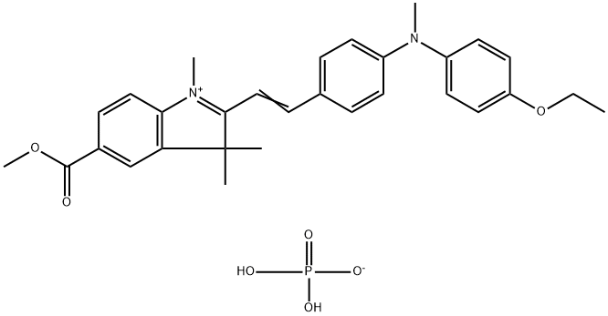 2-[2-[4-[(4-ethoxyphenyl)methylamino]phenyl]vinyl]-5-(methoxycarbonyl)-1,3,3-trimethyl-3H-indolium dihydrogen phosphate Structure