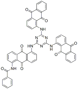 N-[5-[[4,6-bis[(9,10-dihydro-9,10-dioxo-1-anthryl)amino]-1,3,5-triazin-2-yl]amino]-9,10-dihydro-9,10-dioxo-1-anthryl]benzamide 구조식 이미지