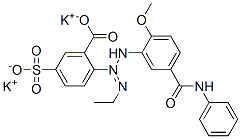 dipotassium 2-[1-ethyl-3-[2-methoxy-5-[(phenylamino)carbonyl]phenyl]triazen-2-yl]-5-sulphonatobenzoate Structure