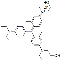 [4-[[4-(diethylamino)phenyl][4-[ethyl(2-hydroxyethyl)amino]-2-methylphenyl]methylene]-3-methyl-2,5-cyclohexadien-1-ylidene]ethyl(2-hydroxyethyl)ammonium chloride 구조식 이미지