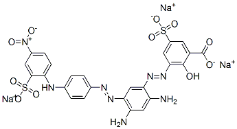 trisodium 3-[[2,4-diamino-5-[[4-[(4-nitro-2-sulphonatophenyl)amino]phenyl]azo]phenyl]azo]-5-sulphonatosalicylate 구조식 이미지