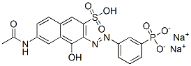 disodium 6-acetamido-4-hydroxy-3-[(3-phosphonatophenyl)azo]naphthalene-2-sulphonate Structure