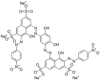 tetrasodium 4,4'-[(4,6-dihydroxy-1,3-phenylene)bis(azo)]bis[5-hydroxy-6-[(4-nitrophenyl)azo]naphthalene-2,7-disulphonate] 구조식 이미지