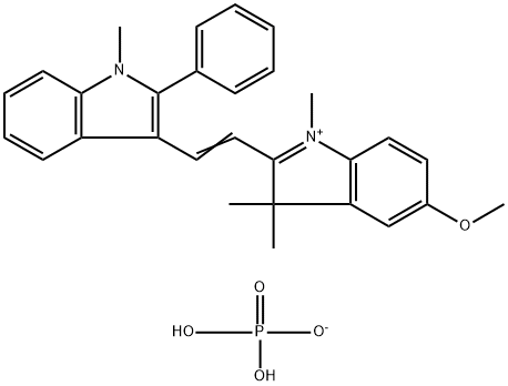 5-methoxy-1,3,3-trimethyl-2-[2-(1-methyl-2-phenyl-1H-indol-3-yl)vinyl]-3H-indolium dihydrogen phosphate 구조식 이미지