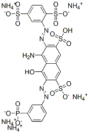 pentaammonium hydrogen 4-amino-3-[(2,5-disulphonatophenyl)azo]-5-hydroxy-6-[(3-phosphonatophenyl)azo]naphthalene-2,7-disulphonate Structure