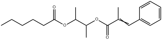 1-Methyl-2-((2-methyl-1-oxo-3-phenyl-2-propenyl)oxy)propyl hexanoate 구조식 이미지