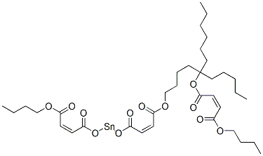 butyl (Z,Z,Z)-6-[(4-butoxy-1,4-dioxobut-2-enyl)oxy]dodec-6-yl-4,8,11-trioxo-5,7,12-trioxa-6-stannahexadeca-2,9-dienoate 구조식 이미지
