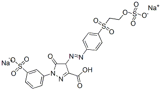 disodium hydrogen 4,5-dihydro-5-oxo-4-[[4-[[2-(sulphonatooxy)ethyl]sulphonyl]phenyl]azo]-1-(3-sulphonatophenyl)-1H-pyrazole-3-carboxylate 구조식 이미지