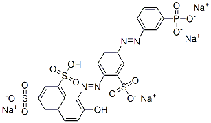 tetrasodium hydrogen 7-hydroxy-8-[[4-[(3-phosphonatophenyl)azo]-2-sulphonatophenyl]azo]naphthalene-1,3-disulphonate 구조식 이미지
