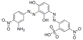 2-[[3-[(3-amino-4-nitrophenyl)azo]-2,4-dihydroxyphenyl]azo]-5-nitrobenzenesulphonic acid 구조식 이미지