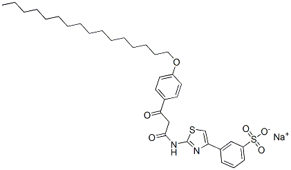 sodium 3-[2-[[3-[4-(hexadecyloxy)phenyl]-1,3-dioxopropyl]amino]thiazol-4-yl]benzenesulphonate  구조식 이미지