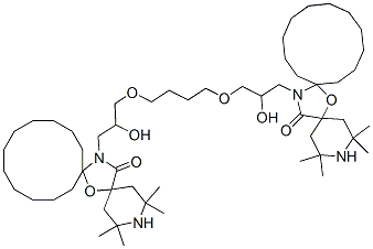 20,20'-[butane-1,4-diylbis[oxy(2-hydroxypropane-1,3-diyl)]]bis[2,2,4,4-tetramethyl-7-oxa-3,20-diazaspiro[5.1.11.2]henicosan-21-one] Structure