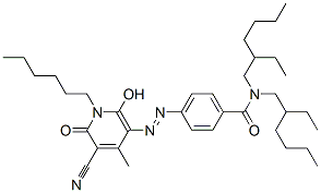 4-[(5-cyano-1-hexyl-1,6-dihydro-2-hydroxy-4-methyl-6-oxo-3-pyridyl)azo]-N,N-bis(2-ethylhexyl)benzamide Structure