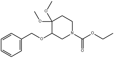 에틸4,4-디메톡시-3-(페닐메톡시)피페리딘-1-카르복실레이트 구조식 이미지