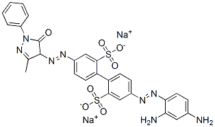 disodium 4-[(2,4-diaminophenyl)azo]-4'-[(4,5-dihydro-3-methyl-5-oxo-1-phenyl-1H-pyrazol-4-yl)azo][1,1'-biphenyl]-2,2'-disulphonate 구조식 이미지