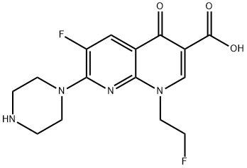 1,8-Naphthyridine-3-carboxylic acid, 1,4-dihydro-6-fluoro-1-(2-fluoroe thyl)-4-oxo-7-(1-piperazinyl)- Structure