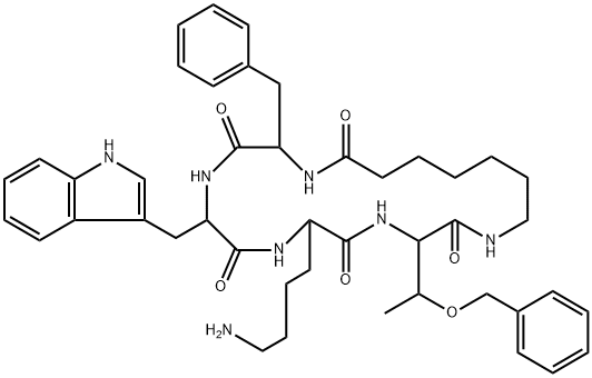CYCLO(7-AMINOHEPTANOYL-PHE-D-TRP-LYS-THR[BZL]) Structure