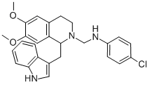 2(1H)-Isoquinolinemethanamine, 3,4-dihydro-N-(4-chlorophenyl)-6,7-dime thoxy-1-(1H-indol-3-ylmethyl)- 구조식 이미지