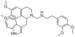 2(1H)-Isoquinolinemethanamine, 3,4-dihydro-6,7-dimethoxy-N-(2-(3,4-dim ethoxyphenyl)ethyl)-1-(1H-indol-3-ylmethyl)- 구조식 이미지