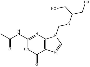 N-[6,9-Dihydro-9-[[2-hydroxy-1-(hydroxymethyl)ethoxy]methyl]-6-oxo-1H-purin-2-yl]acetamide 구조식 이미지