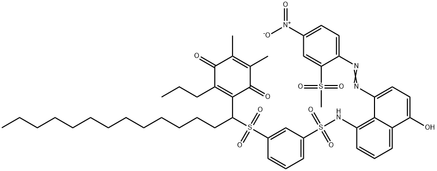 3-[[1-(4,5-dimethyl-3,6-dioxo-2-propylcyclohexa-1,4-dien-1-yl)tetradecyl]sulphonyl]-N-[5-hydroxy-8-[[2-(methylsulphonyl)-4-nitrophenyl]azo]-1-naphthyl]benzenesulphonamide Structure