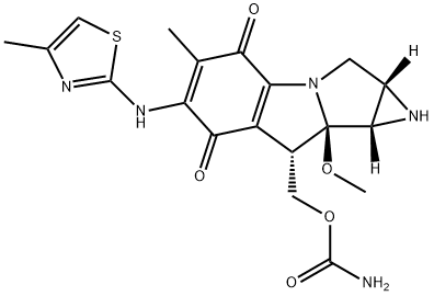 (1S,2S,9S,9aR)-6-Methyl-7-(4-methyl-2-thiazolylamino)-9-(carbamoyloxymethyl)-9a-methoxy-1,2-epimino-2,3,9,9a-tetrahydro-1H-pyrrolo[1,2-a]indole-5,8-dione Structure