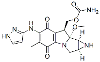 (1aS,8S,8aR,8bS)-8-[[(Aminocarbonyl)oxy]methyl]-1,1a,2,8,8a,8b-hexahydro-8a-methoxy-5-methyl-6-(1H-pyrazole-3-ylamino)azirino[2',3':3,4]pyrrolo[1,2-a]indole-4,7-dione Structure