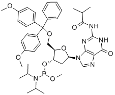 5'-O-(4,4'-DIMETHOXYTRITYL)-N2-ISOBUTYRYL-2'-DEOXYGUANOSINE-3'-(METHYL-N,N-DIISOPROPYL)PHOSPHORAMIDITE 구조식 이미지